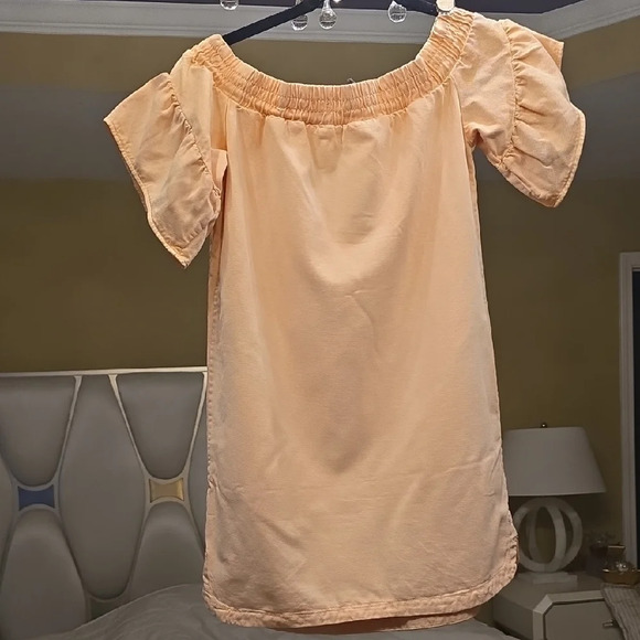 All Saints Soft Peach Off-Shoulder Mini Dress - Picture 6 of 13